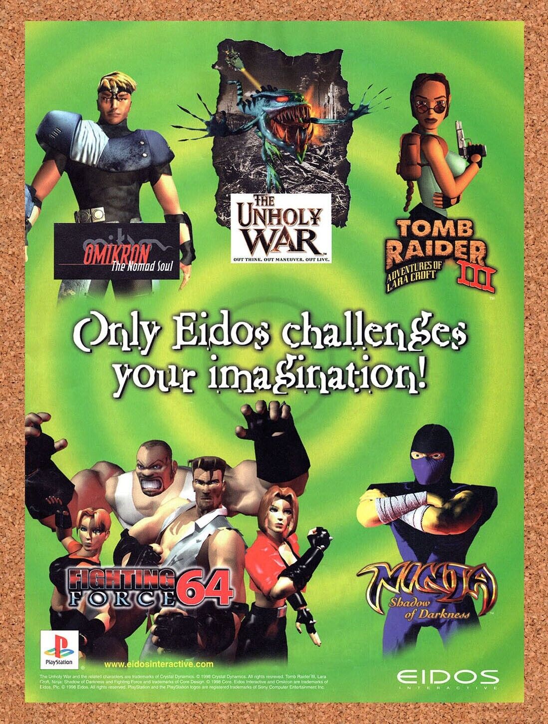 1998 Eidos PS1 Games Original Advertisement / Retro Wall Art v5