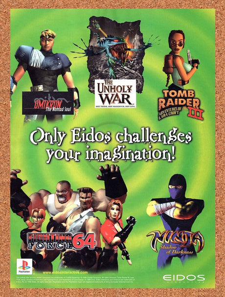 1998 Eidos PS1 Games Original Advertisement / Retro Wall Art v5