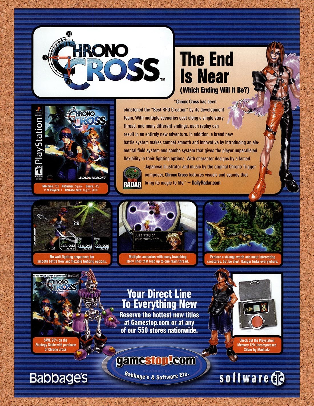 2000 Chrono Cross GameStop Original Advertisement / Retro Promo v2
