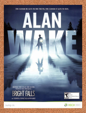 2010 Alan Wake Xbox 360 Original Advertisement / Retro Wall Art v3