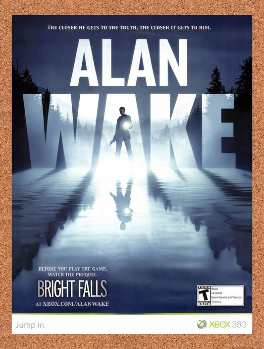 2009 Alan Wake Xbox 360 Original Advertisement / Retro Wall Art v3