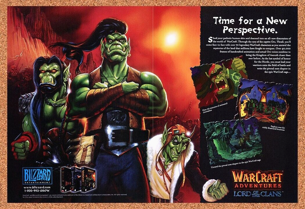 WarCraft Adventures Lord The Clans Original 1999 Ad Authentic Video Game Promo