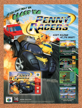 1999 Penny Racers N64 Original Advertisement / Retro Promo v1