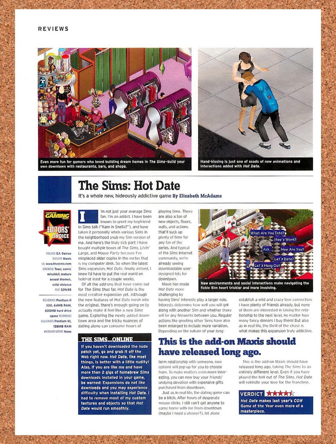 2002 Sims Hot Date PC Original Advertisement / Retro Promo vr1