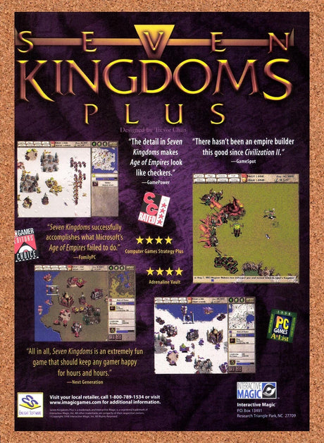 1998 Seven Kingdoms Plus PC Original Advertisement / Retro Promo v1