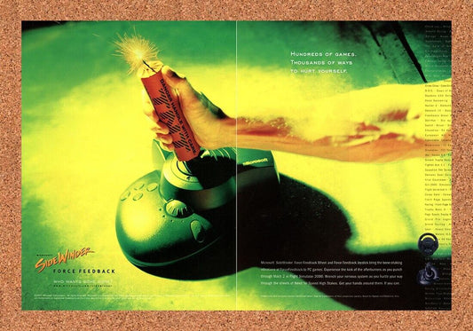 Microsoft Sidewinder Force Feedback Original 1998 Ad Authentic Retro Tech Promo