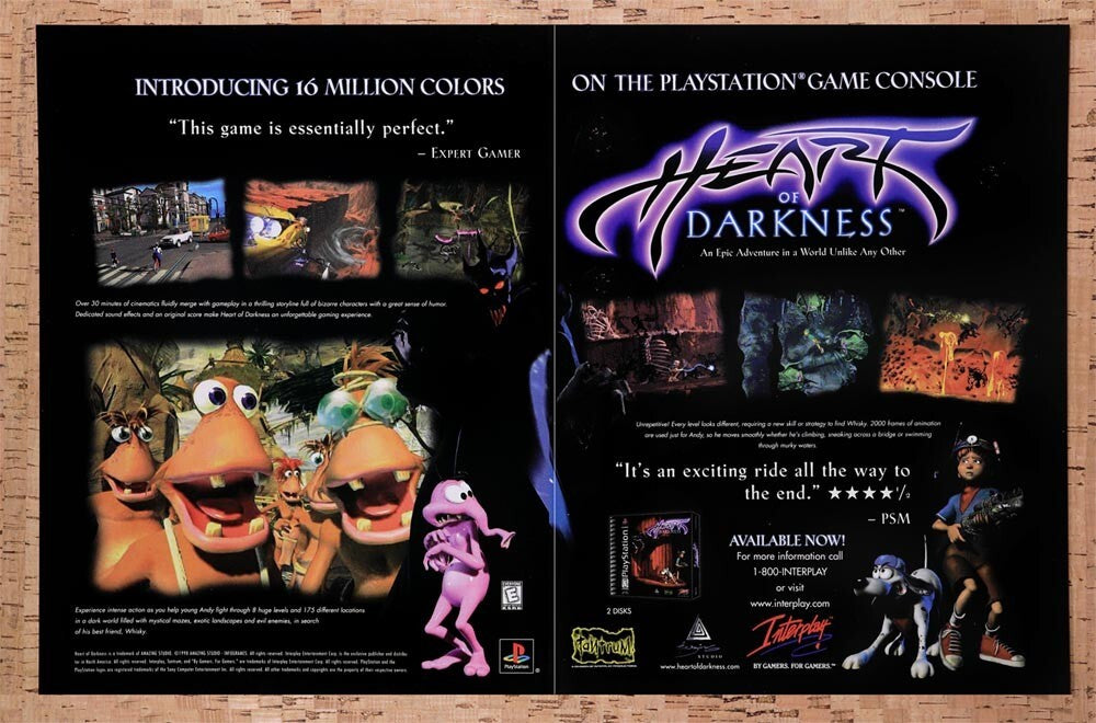 1998 Heart Of Darkness PS1 Original Advertisement / Retro Wall Art v2