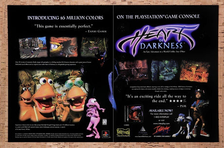 1998 Heart Of Darkness PS1 Original Advertisement / Retro Wall Art v2
