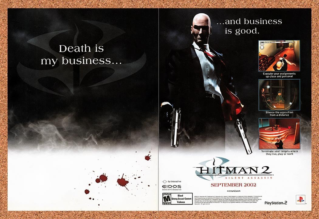 2002 Hitman 2 Silent Assassin PS2 Original Advertisement / Retro Promo v3