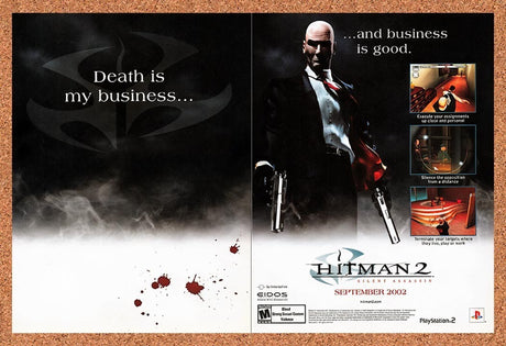 2002 Hitman 2 Silent Assassin PS2 Original Advertisement / Retro Promo v3