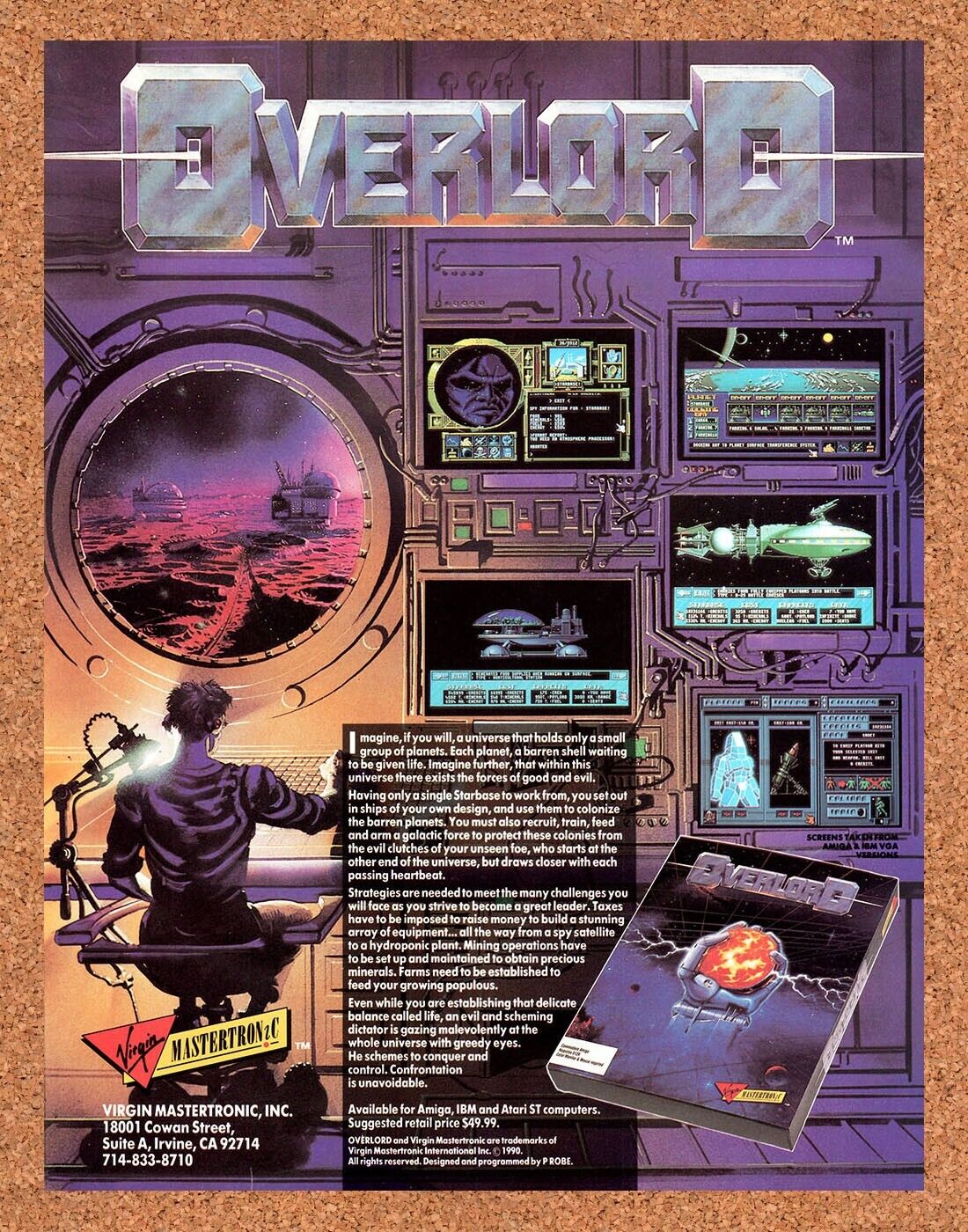 Overlord Tandy Original 1990 Vintage Ad - Video Game Promo