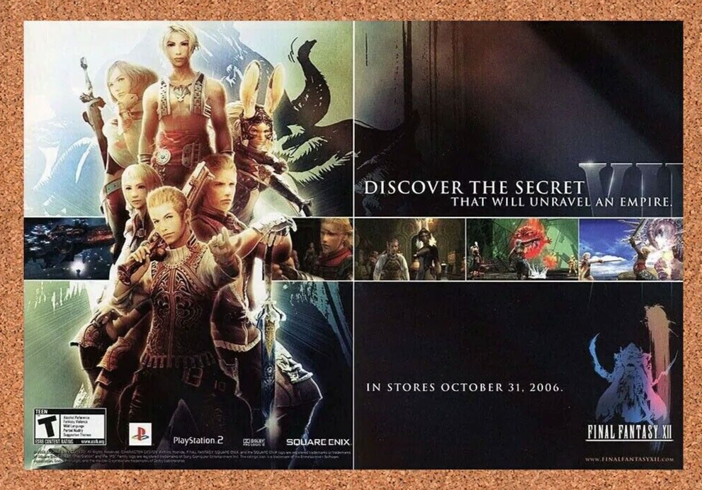 Final Fantasy X11 PS2 FF12 Original 2006 Ad Authentic Square Enix Game Promo
