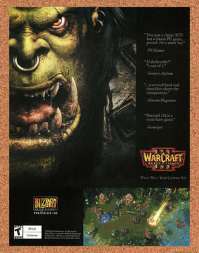 WarCraft 3 Reign Of Chaos Original 2004 Ad Authentic Blizzard Video Game Promo