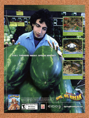 Virtual Resort Spring Break PC Original 2004 Ad Authentic Funny Video Game Promo
