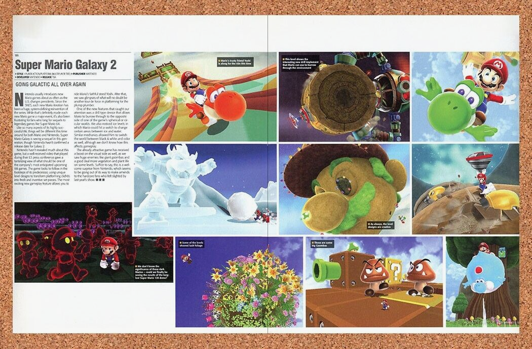 Super Mario Galaxy 2 Wii Original 2008 Ad Authentic Video Game Review Promo