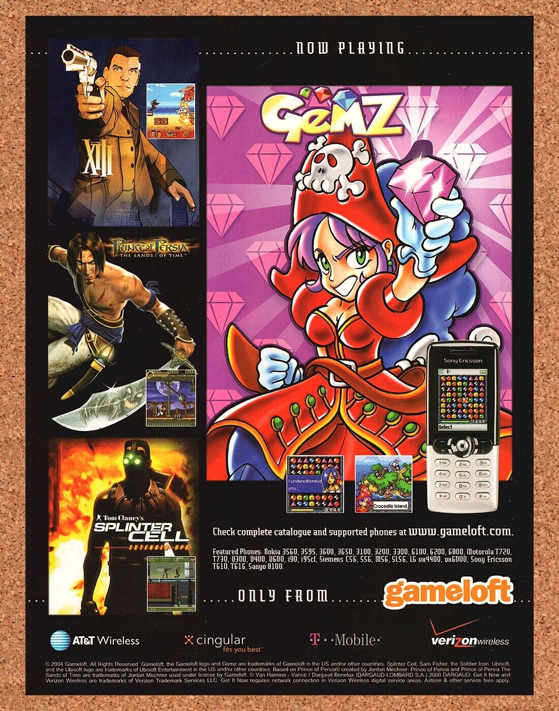 Original 2004 Gemz Mobile GameLoft Vintage Print Ad - Video Game Promo Wall Art
