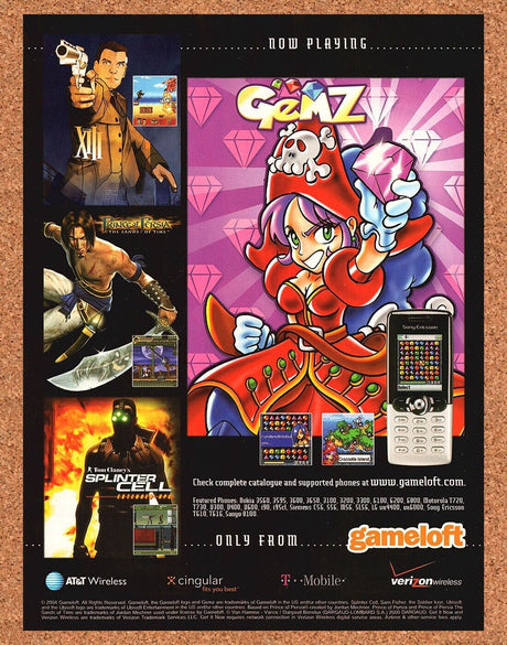 Original 2004 Gemz Mobile GameLoft Vintage Print Ad - Video Game Promo Wall Art