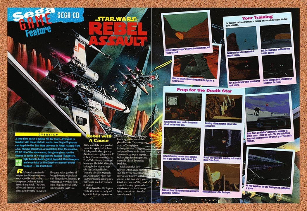 1994 Star Wars Rebel Assault Sega CD Original Advertisement / Retro Promo vr2