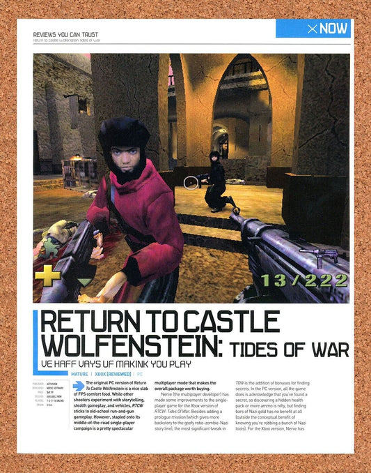 Return To Castle Wolfenstein Xbox Original 2006 Ad Authentic Video Game Promo