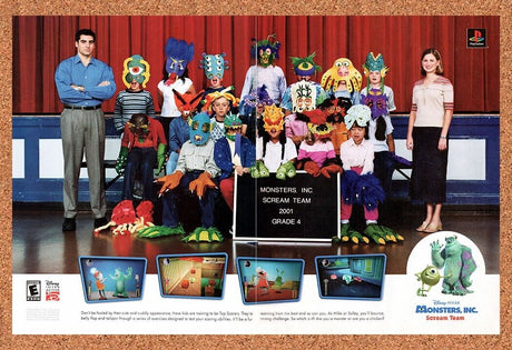 Monsters Inc Scream Team PS1 Original 2002 Vintage Ad - Funny Video Game Promo