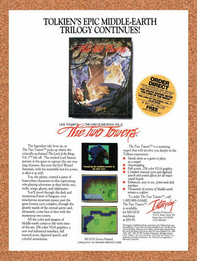 1991 Lord Of The Rings The Two Towers MS-DOS Original Ad / Retro Wall Art v1