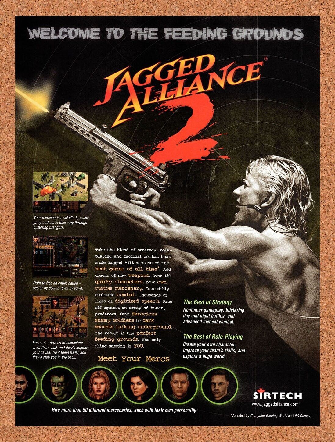 1998 Jagged Alliance 2 PC Original Advertisement / Retro Wall Art v1