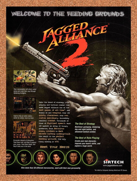 1998 Jagged Alliance 2 PC Original Advertisement / Retro Wall Art v1