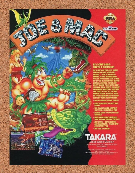 Joe And Mac Genesis Original 1993 Ad Authentic Sega Video Game Promo