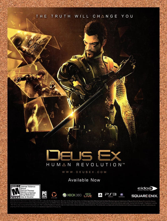 2011 Deus Ex Human Revolution PS2 Original Advertisement / Retro Wall Art v1