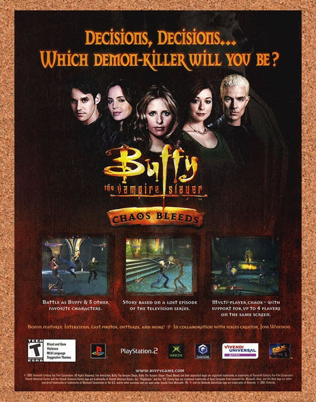 Buffy The Vampire slayer Chaos PS2 Original 2003 Ad Authentic Video Game Promo