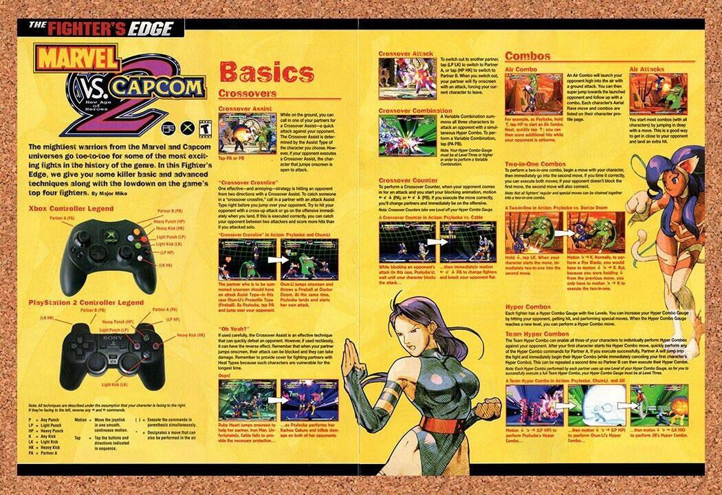 Marvel vs Capcom 2 PS2 Original 2002 Vintage Ad - Video Game Review Promo