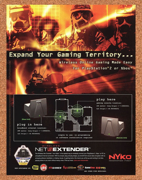 Original 2004 Nyko Wireless Net Extender Vintage Ad - Retro Tech Promo Wall Art