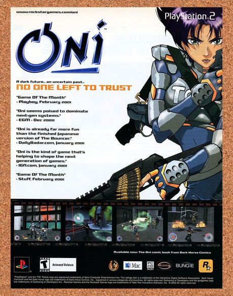 Oni PS2 Game Original 2001 Ad Authentic PlayStation Wall Art Video Game Promo