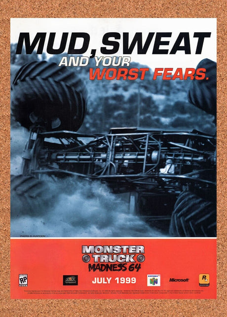 1999 Monster Truck Madness 64 N64 Original Advertisement / Retro Wall Art v1