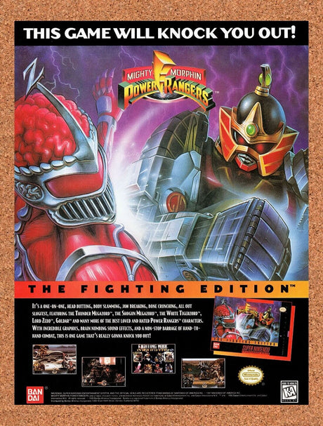 1995 Power Rangers SNES Original Advertisement / Retro Wall Art v2