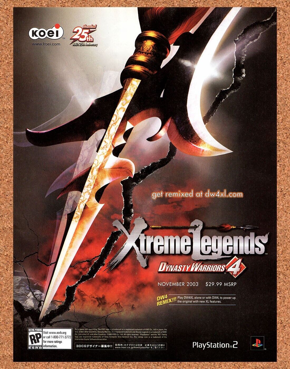 Xtreme Legends Dynasty Warriors 4 Original 2003 Vintage Ad - Game Release Promo