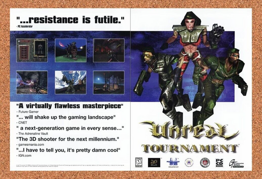 Unreal Tournament PC Original 2001 Ad Authentic Retro FPS Video Game Promo