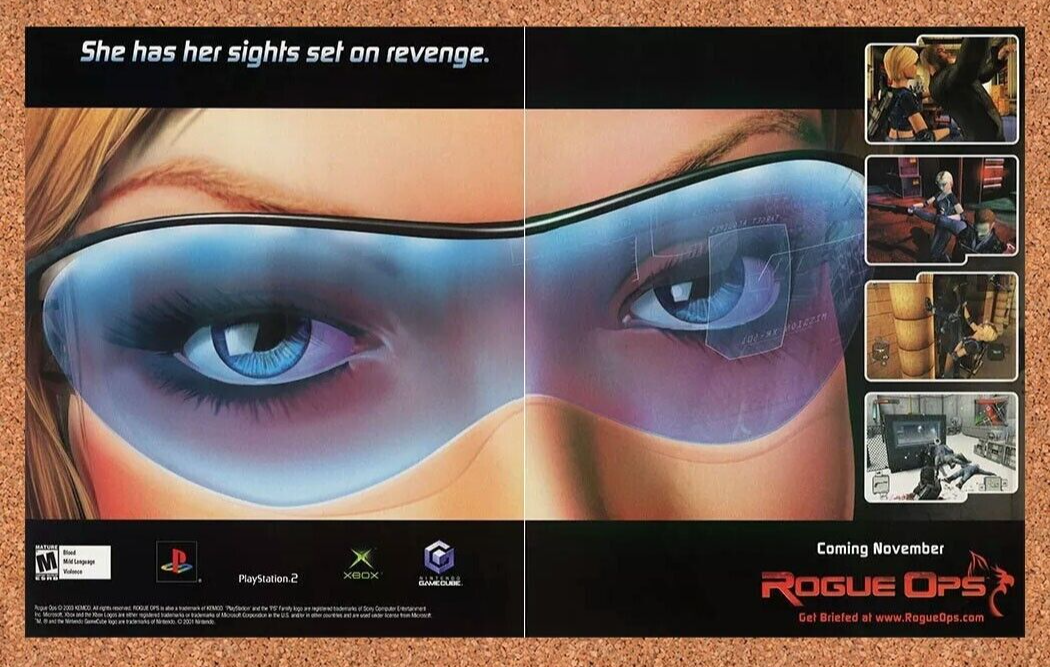 Rogue Ops PS2 Original 2005 Ad Authentic Stealth-Action Video Game Promo v2