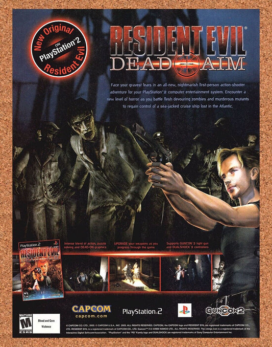 Resident Evil Dead Aim PS2 GunCon Original 2002 Ad Authentic Game Promo Art 2