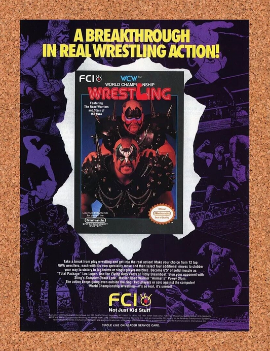 WCW Championship Wrestling NES Original 1989 Ad Authentic Video Game Promo