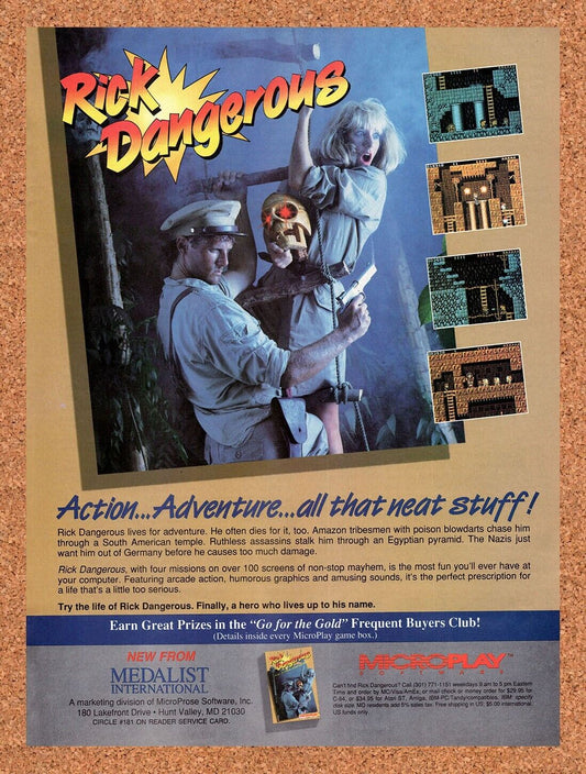 1988 Rick Dangerous Tandy Original Advertisement / Retro Wall Art v1