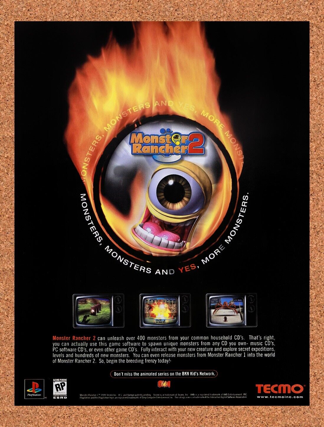 1999 Monster Rancher 2 PS1 Original Advertisement / Retro Wall Art v2