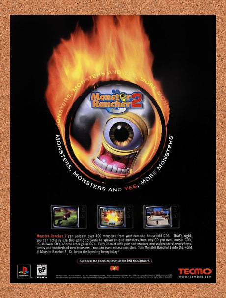 1999 Monster Rancher 2 PS1 Original Advertisement / Retro Wall Art v2