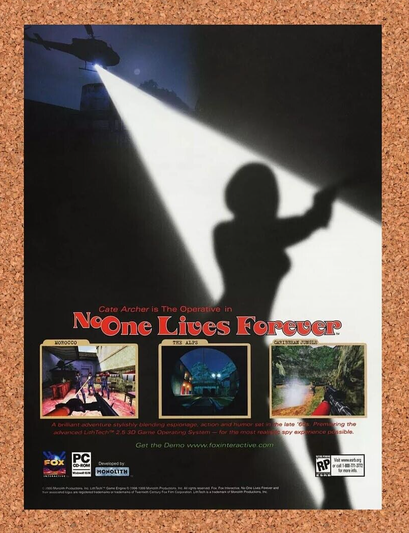 No One Lives Forever PC Original 2002 Ad Authentic Video Game Promo v2