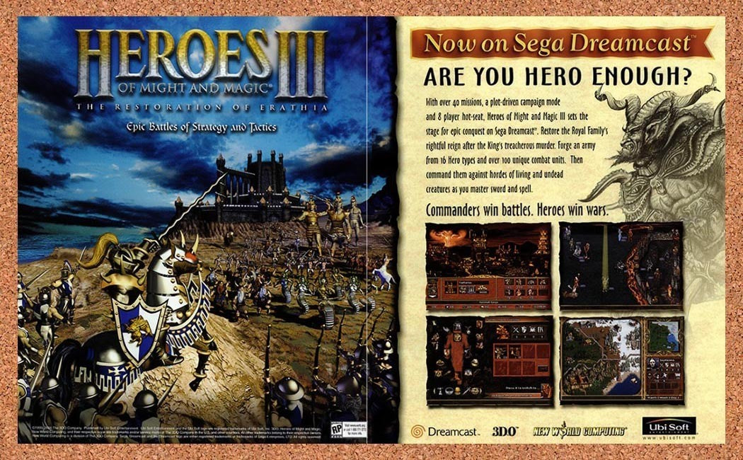 2000 Heroes Of Might And Magic III The Restoration Erathia Dreamcast Original Ad