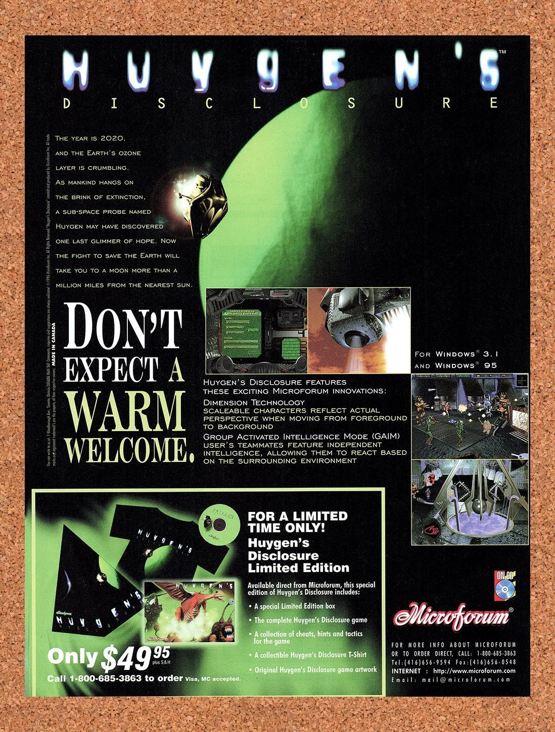 1997 Huygen's Disclosure PC Original Advertisement / Retro Promo v3