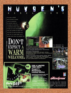 1997 Huygen's Disclosure PC Original Advertisement / Retro Promo v3