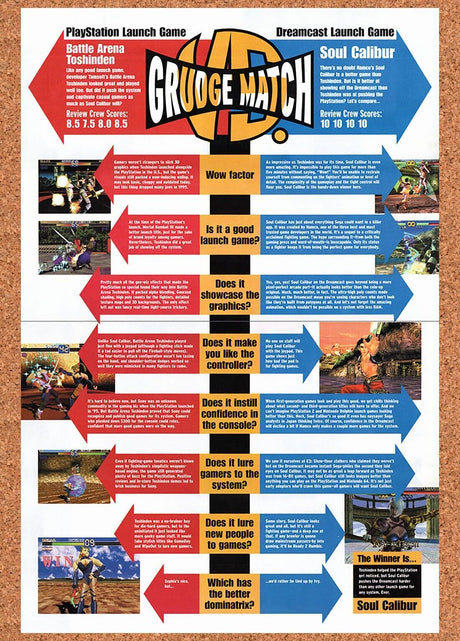 1999 Grudge Match PS1 Launch Vs Dreamcast Launch Original Ad / Retro Wall Art v1