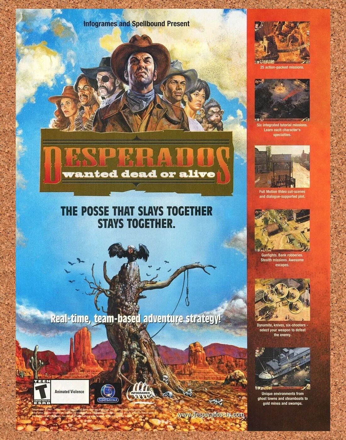 Desperados Wanted Dead Or Alive PC Original 2002 Ad Authentic Video Game Promo
