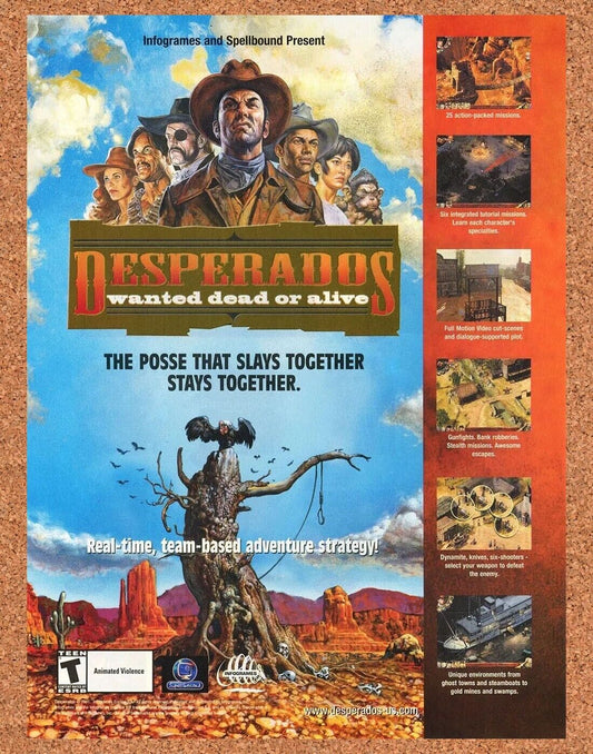Desperados Wanted Dead Or Alive PC Original 2002 Ad Authentic Video Game Promo